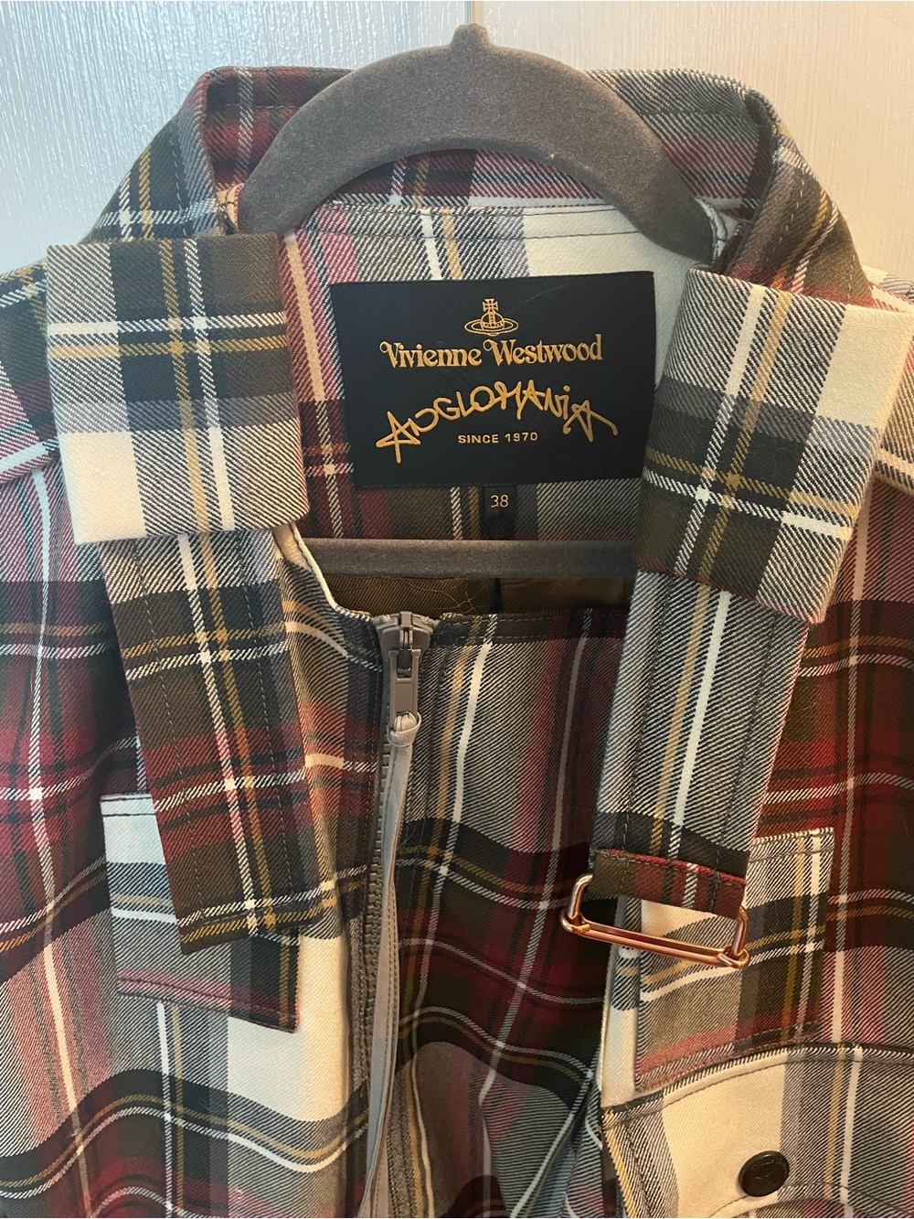 Vivienne Westwood Plaid Multi-Color Belted & Zip Up Jacket View 6